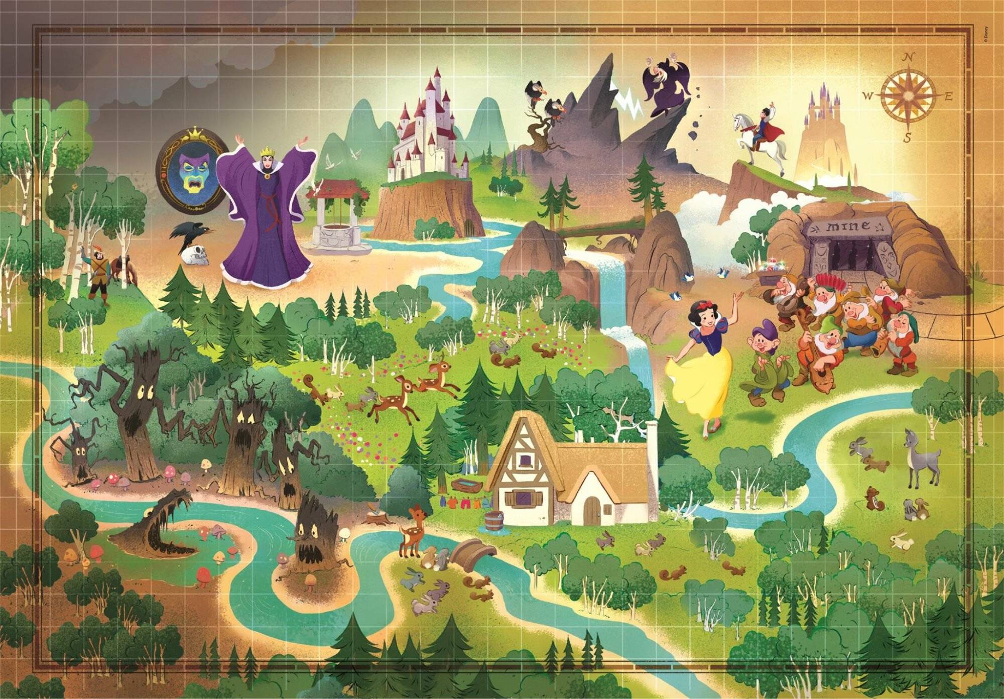 Clementoni - Story Maps Puzzle - Disney Schneewittchen ( 1000 Teile) ( 39814)