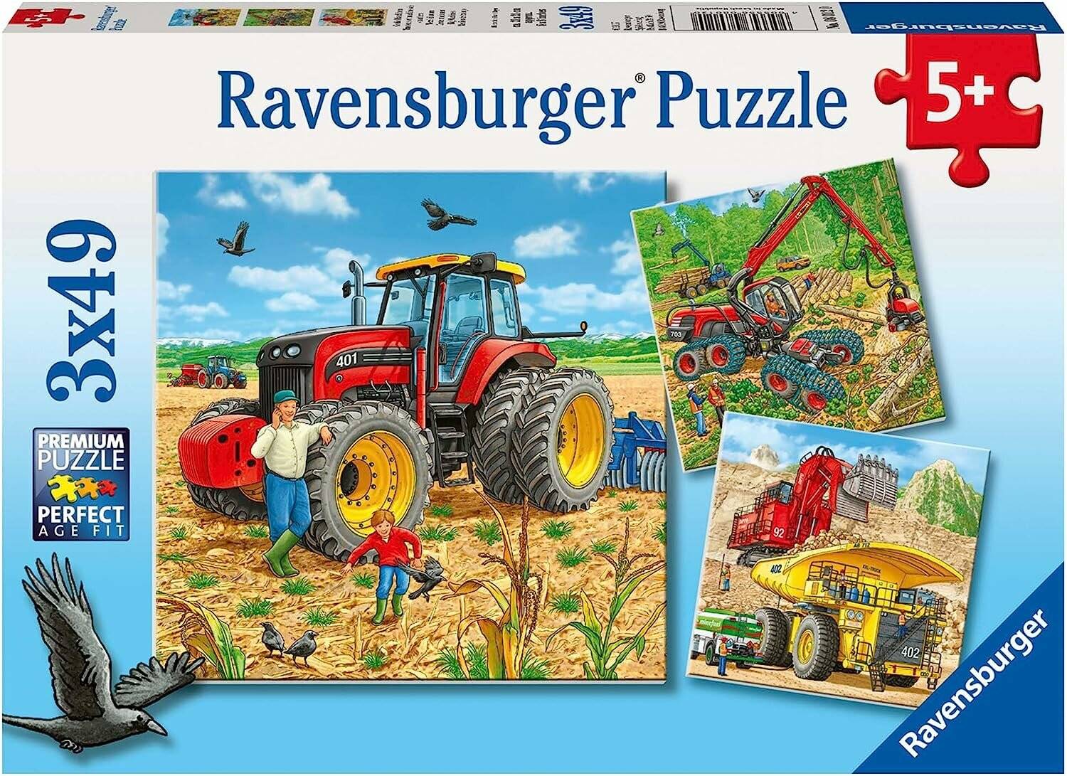Puzzle 3x49 Teile Große Maschinen ab 5 Jahre 3 Puzzles inklusive Mini-Postern als Vorlagen