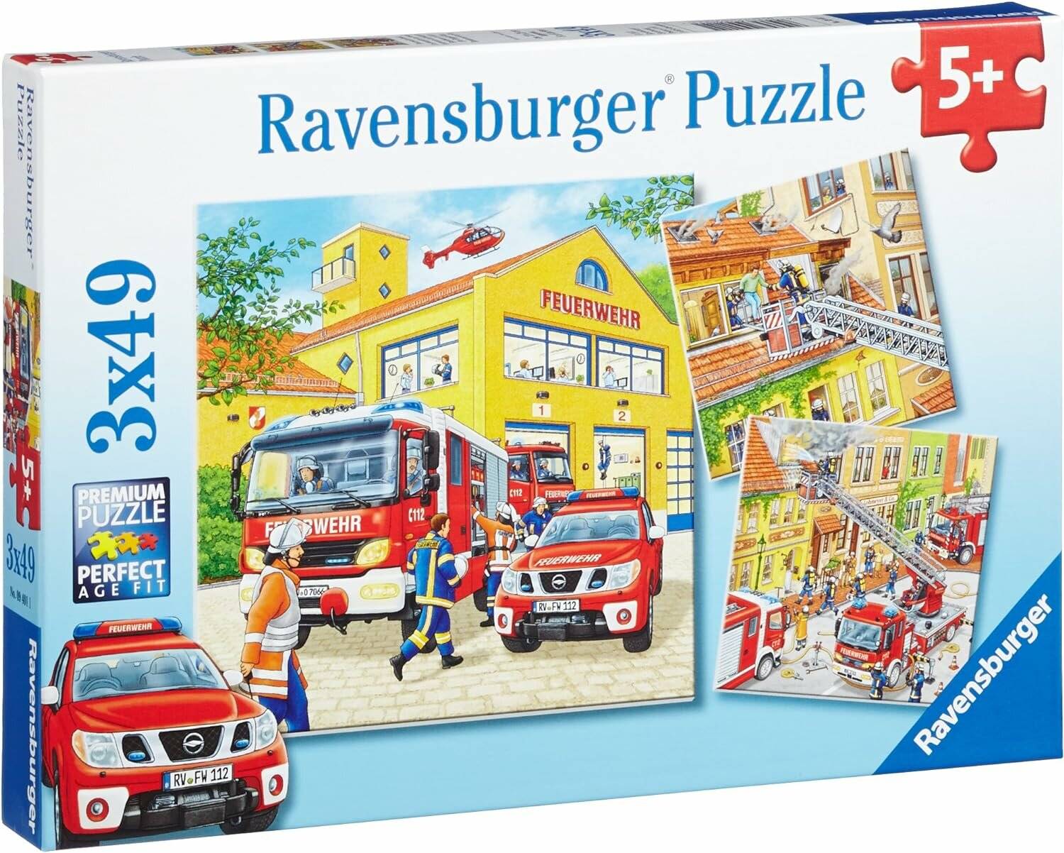 Puzzle 3x49 Teile Feuerwehreinsatz ab 5 Jahre 3 Puzzles inklusive Mini-Postern als Vorlagen