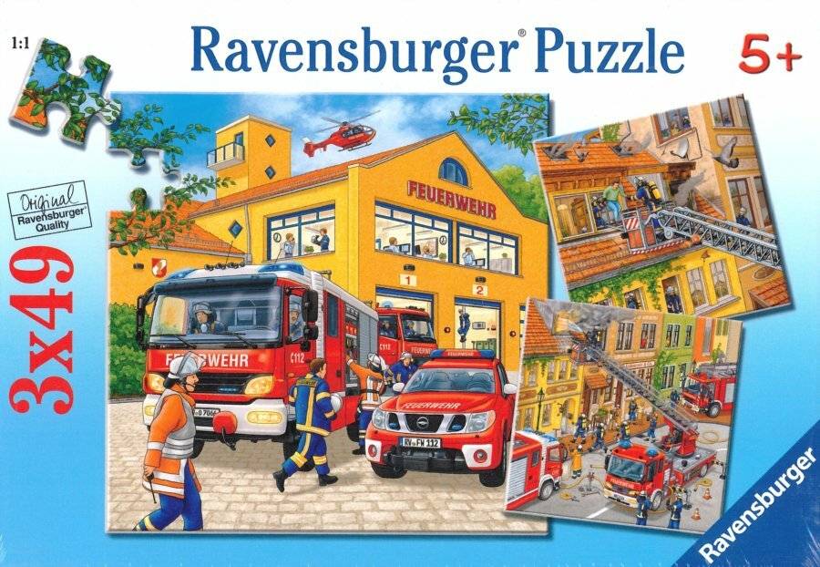 Puzzle 3x49 Teile Feuerwehreinsatz ab 5 Jahre 3 Puzzles inklusive Mini-Postern als Vorlagen
