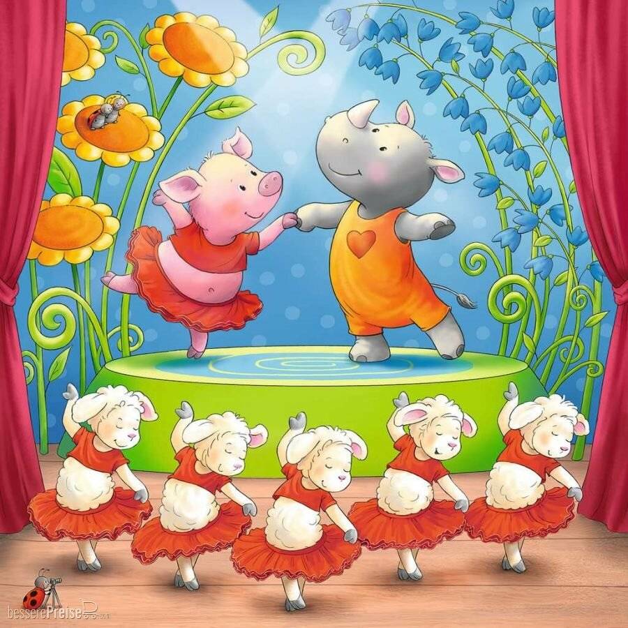 RAVENSBURGER Puzzle Tiere auf der Bühne 3x49 Teile