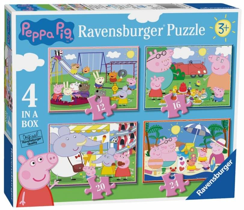 RAVENSBURGER Peppa Pig Puzzle: Spaßtage 4in1 (12,16,20,24 Teile)