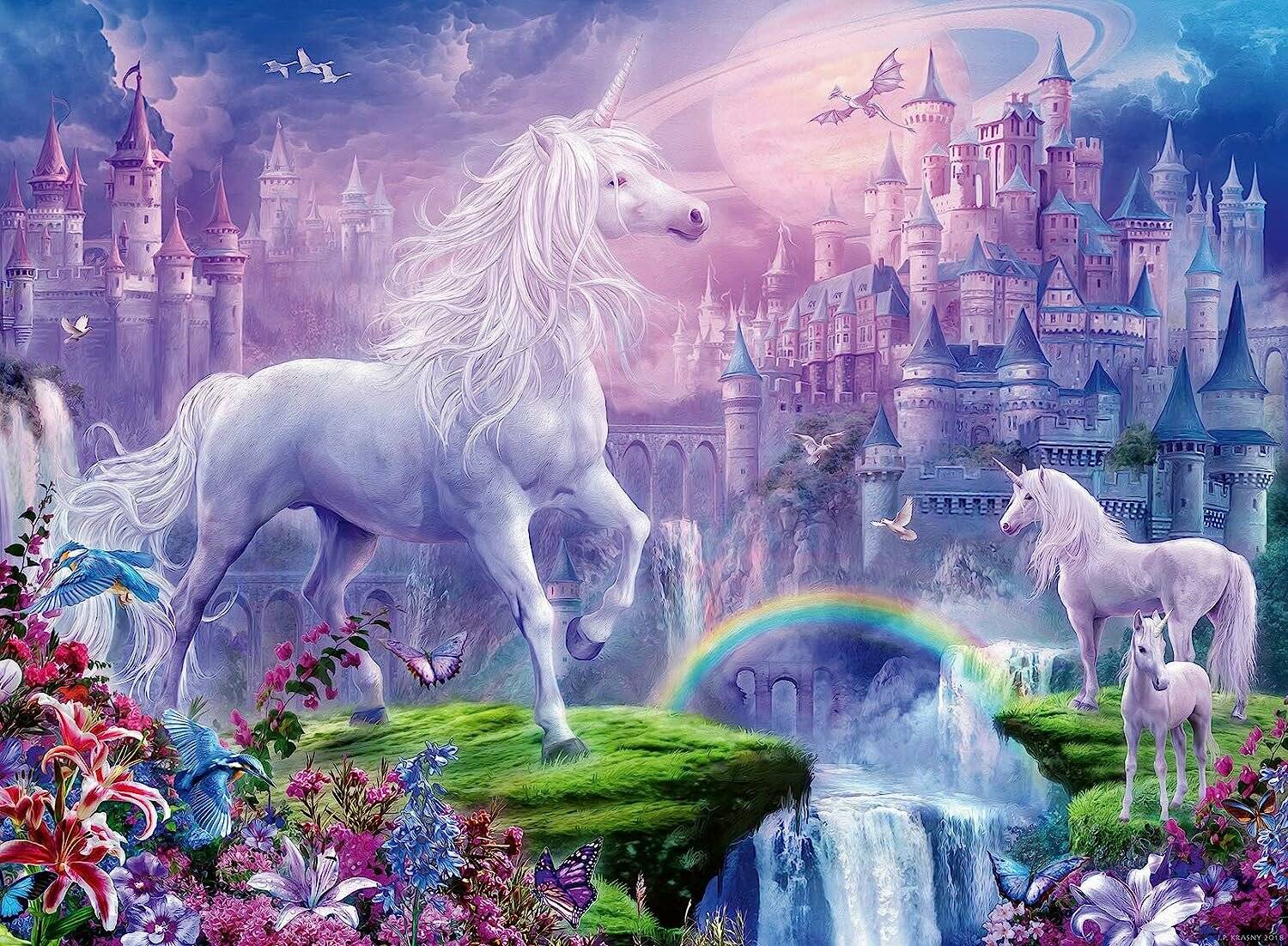 RAVENSBURGER Glitzerpuzzle Einhorn Königreich XXL 100 Teile