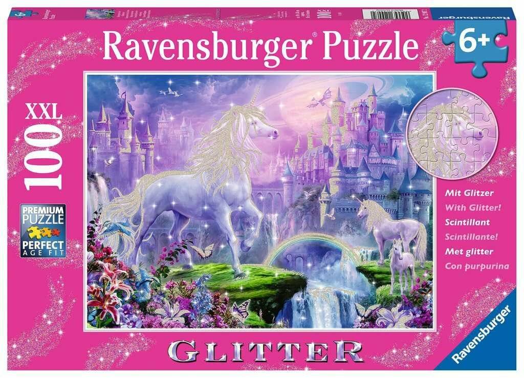 RAVENSBURGER Glitzerpuzzle Einhorn Königreich XXL 100 Teile