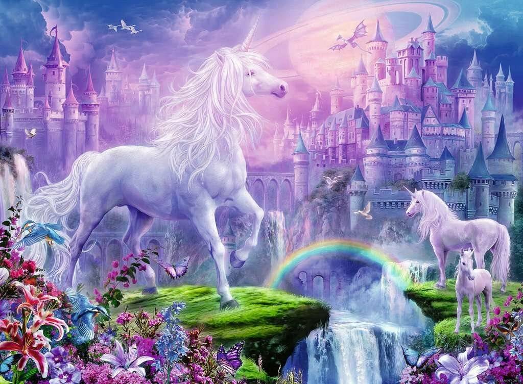 RAVENSBURGER Glitzerpuzzle Einhorn Königreich XXL 100 Teile