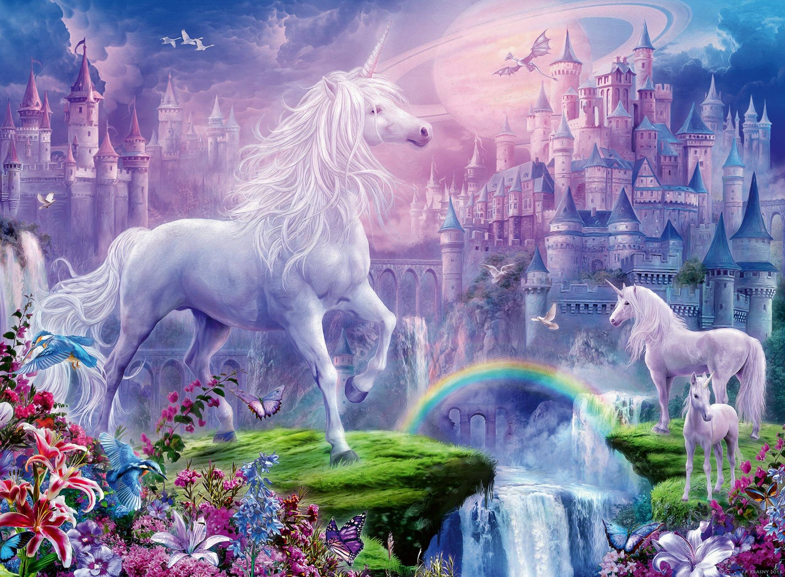 RAVENSBURGER Glitzerpuzzle Einhorn Königreich XXL 100 Teile