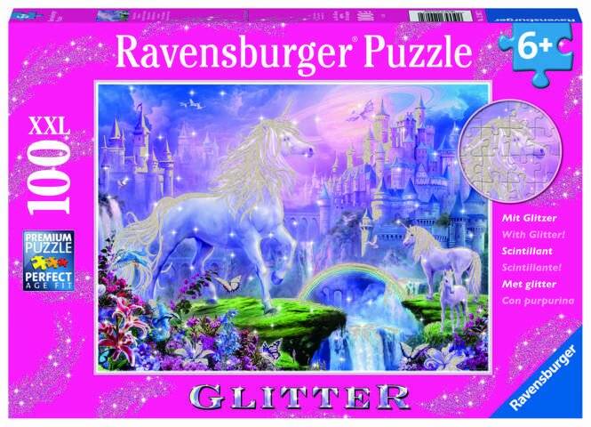 RAVENSBURGER Glitzerpuzzle Einhorn Königreich XXL 100 Teile