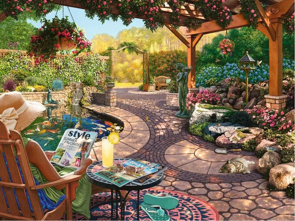 RAVENSBURGER Puzzle Gemütlichkeit im lauschigen Garten XL 750 Teile