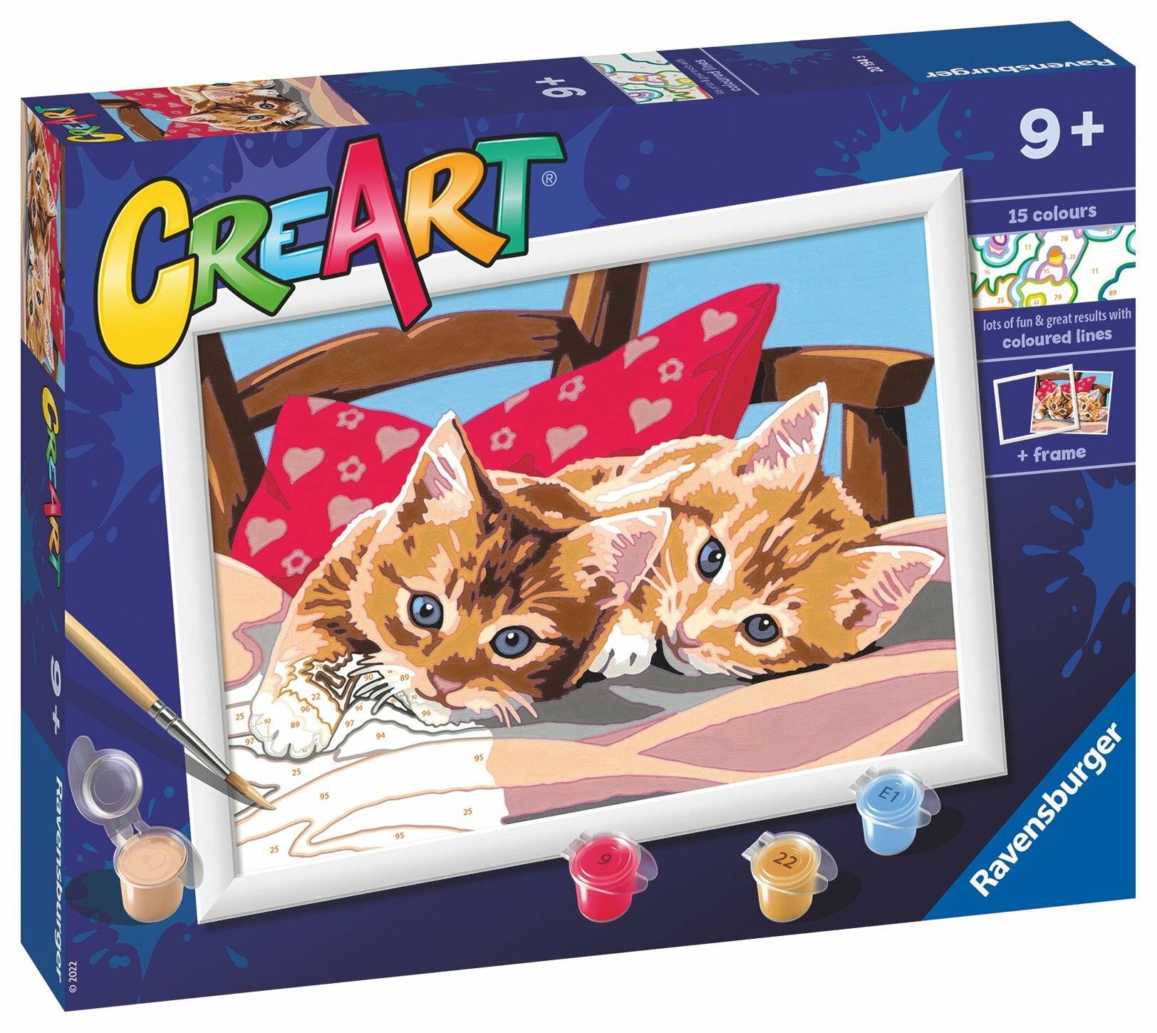 RAVENSBURGER CreArt Malen nach Zahlen: zwei kuschelige Kätzchen 24x18cm