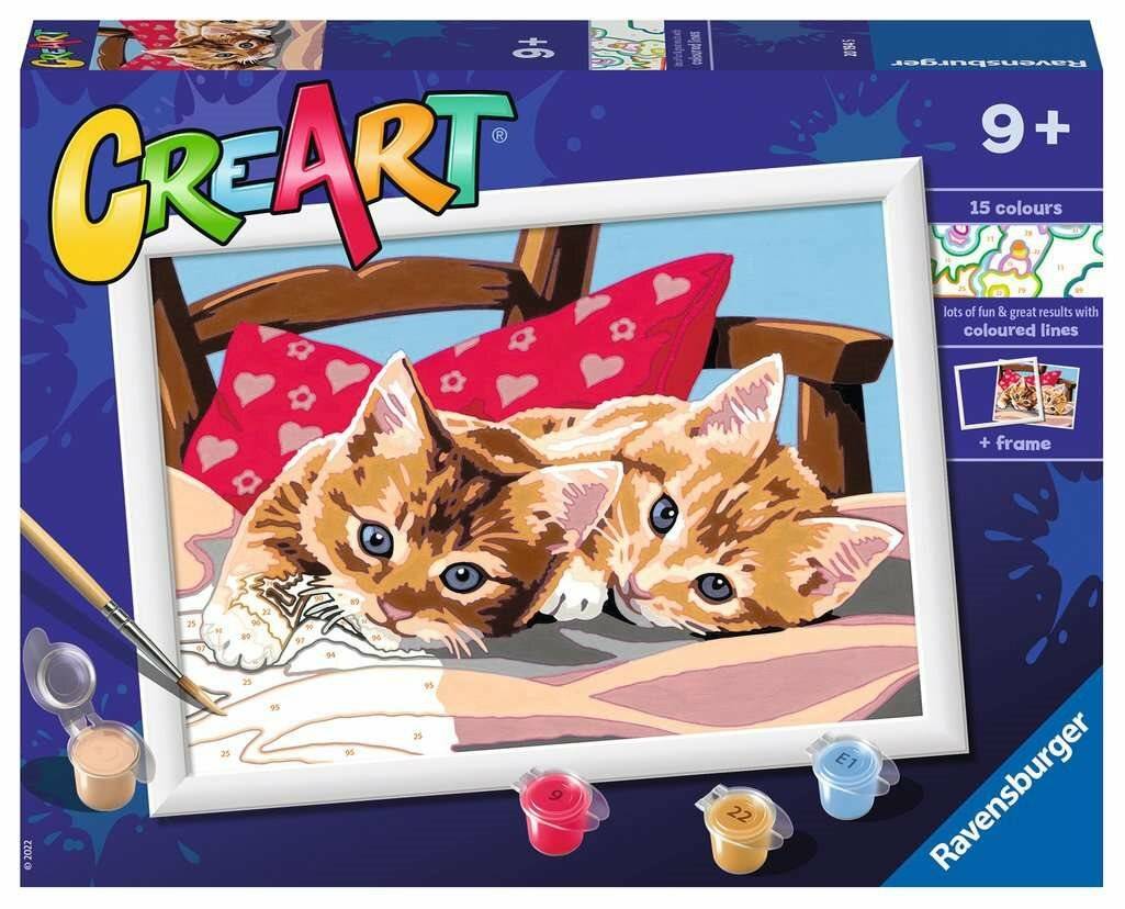 RAVENSBURGER CreArt Malen nach Zahlen: zwei kuschelige Kätzchen 24x18cm
