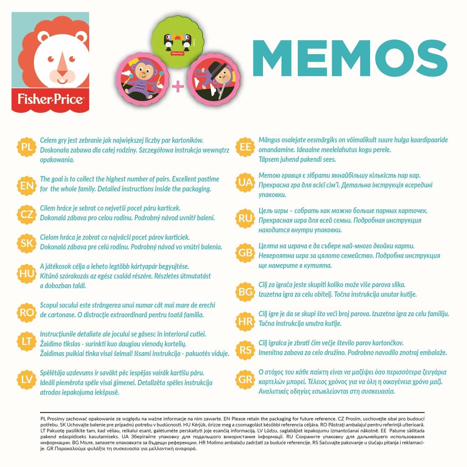 TREFL Pexeso Tiere Fisher-Price