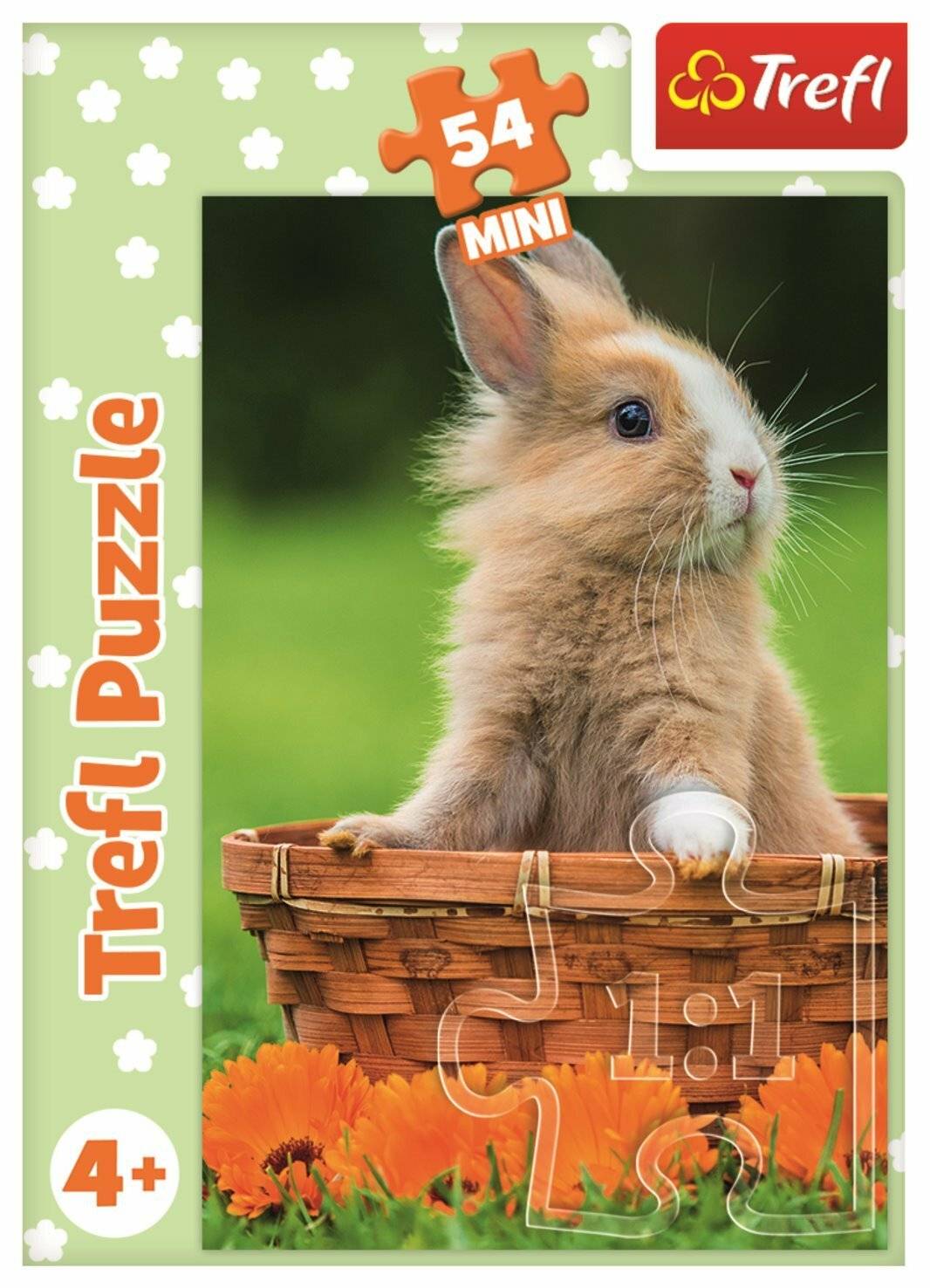 TREFL Puzzle Niedliche Tiere: Kaninchen im Korb 54 Teile