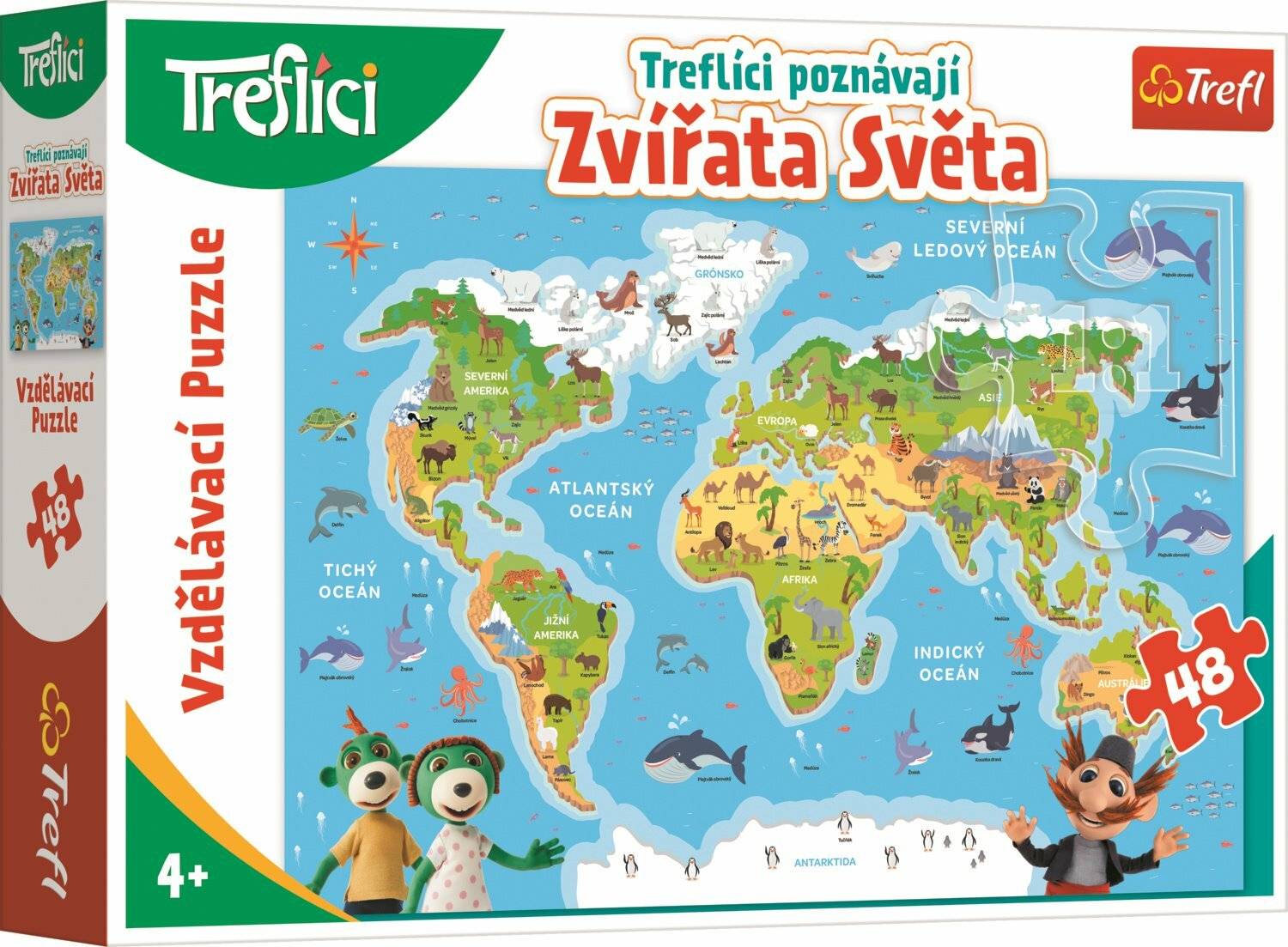 Puzzle Treflici kennen die Tiere der Welt 48 Teile