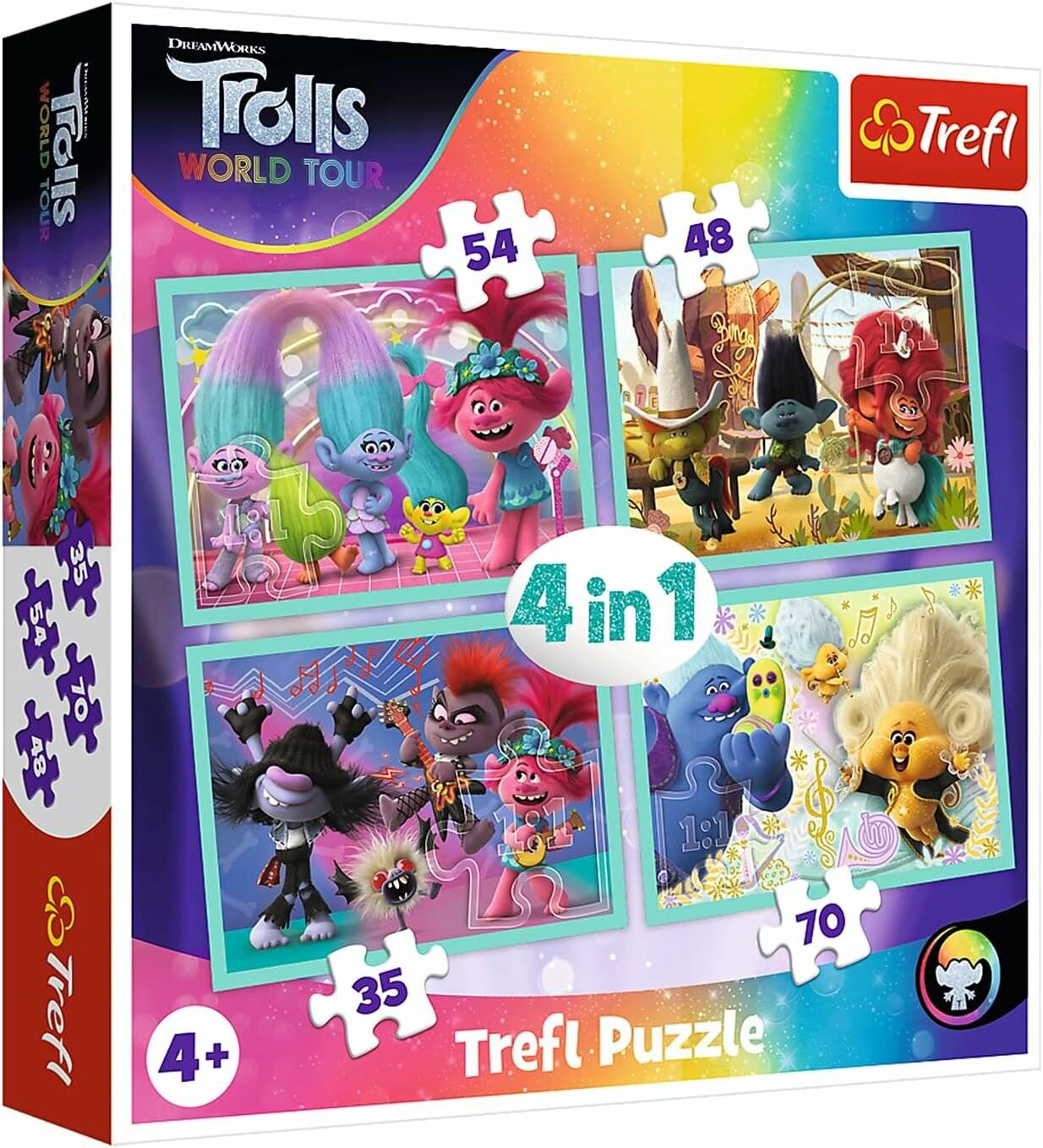 TREFL Puzzle Trolls 2: Weltreise 4in1 (35,48,54,70 Teile)
