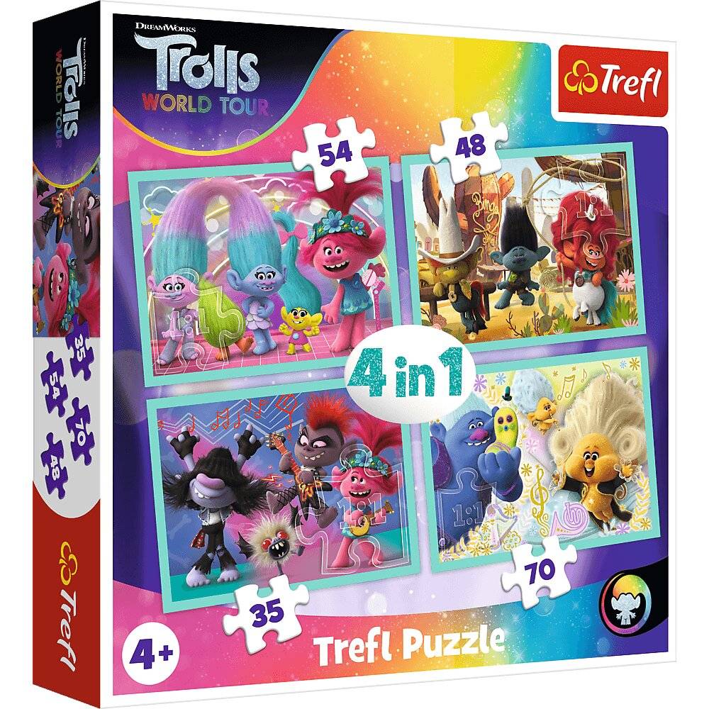 TREFL Puzzle Trolls 2: Weltreise 4in1 (35,48,54,70 Teile)