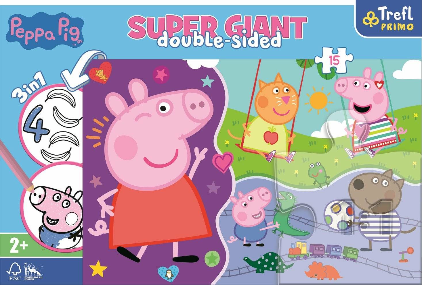 TREFL Doppelseitiges Puzzle Peppa Pig SUPER GIANT 15 Teile