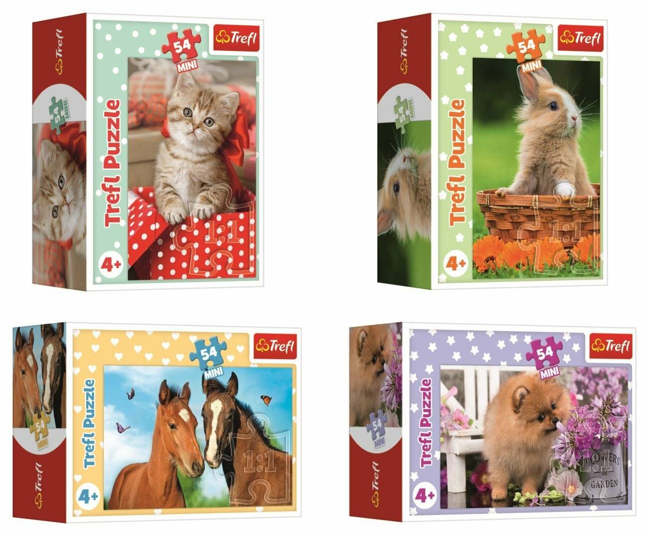 TREFL Display Puzzle Niedliche Tiere 54 Teile (40 Stück)