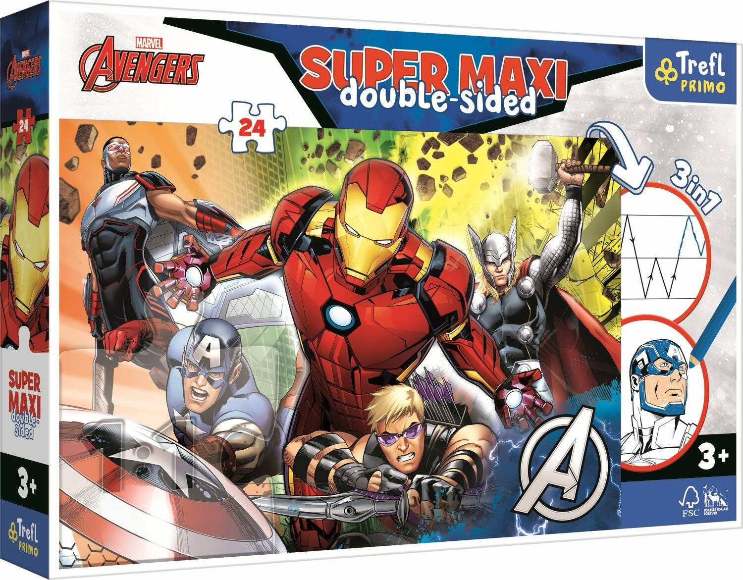 TREFL Doppelseitiges Puzzle Avengers SUPER MAXI 24 Teile
