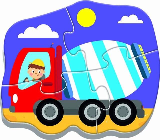 TREFL Baby-Puzzle Fahrzeuge auf dem Bau 4in1 (3,4,5,6 Teile)