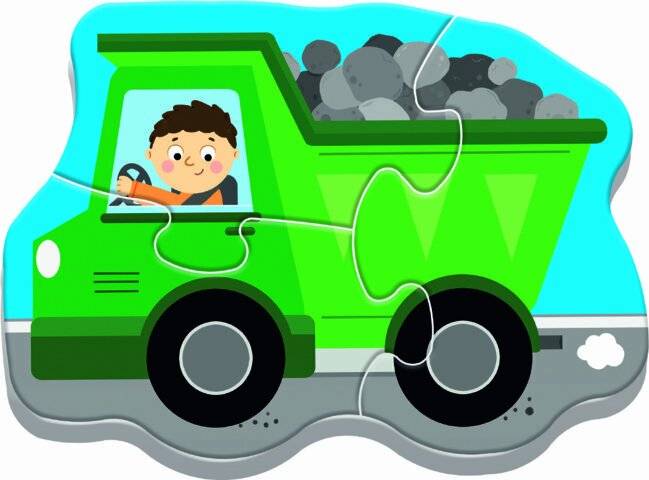 TREFL Baby-Puzzle Fahrzeuge auf dem Bau 4in1 (3,4,5,6 Teile)