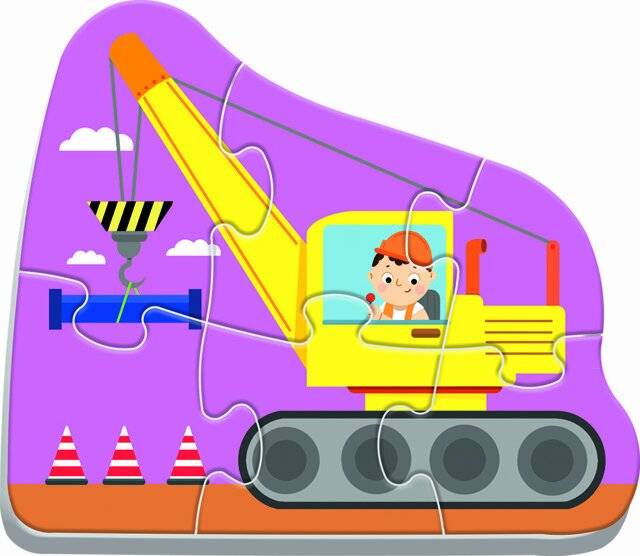 TREFL Baby-Puzzle Fahrzeuge auf dem Bau 4in1 (3,4,5,6 Teile)