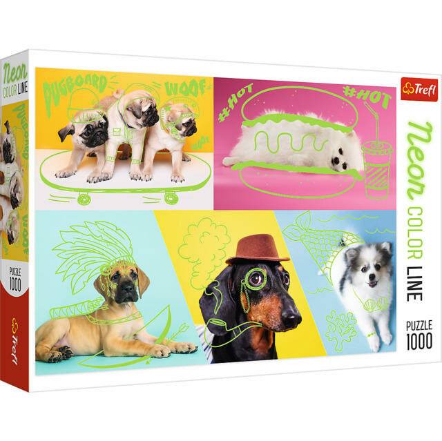 TREFL Puzzle Neon Color Line Dog Relax 1000 Teile