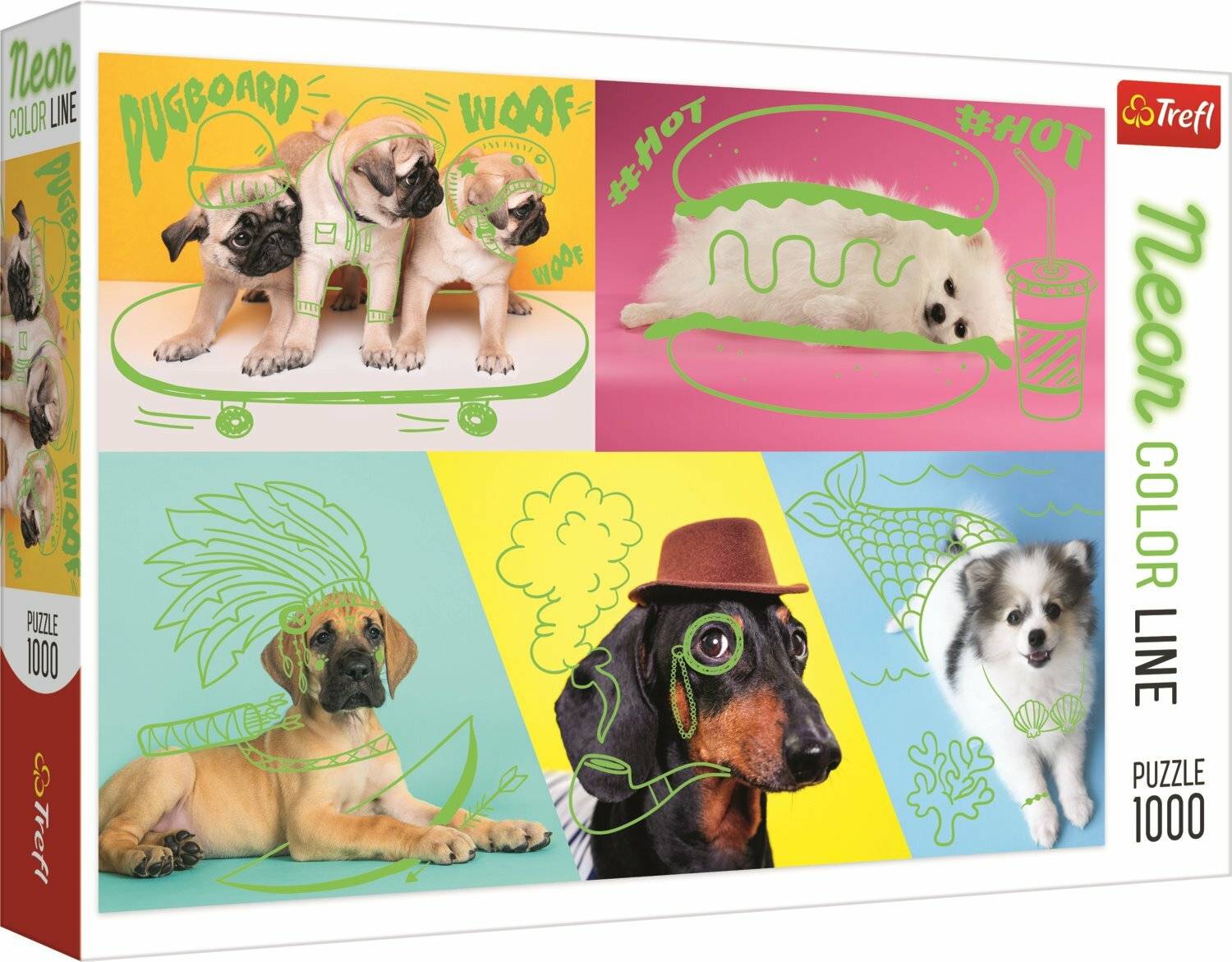 TREFL Puzzle Neon Color Line Dog Relax 1000 Teile
