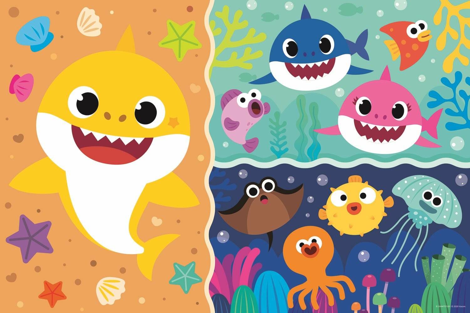 TREFL Doppelseitiges Puzzle Baby Hai SUPER GIANT 15 Teile