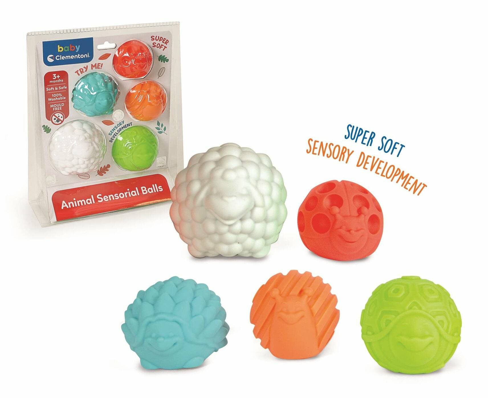 CLEMENTONI BABY Sensory animal soft balls 5 Stück