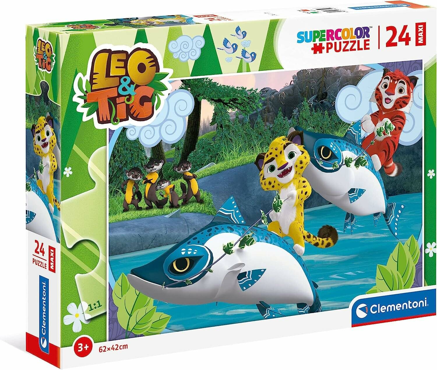 CLEMENTONI Puzzle Leo und Tig auf dem Wasser MAXI 24 Teile