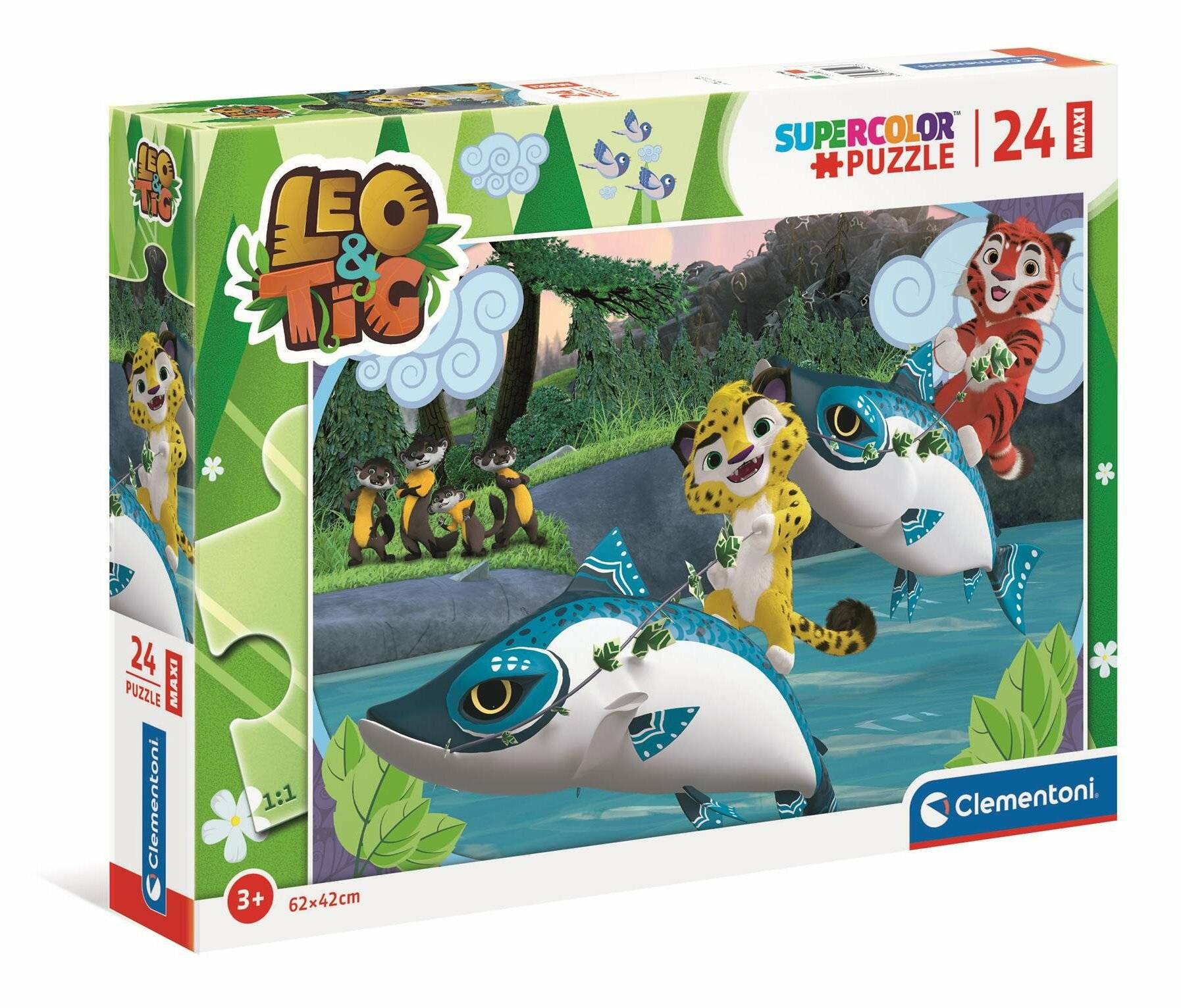 CLEMENTONI Puzzle Leo und Tig auf dem Wasser MAXI 24 Teile