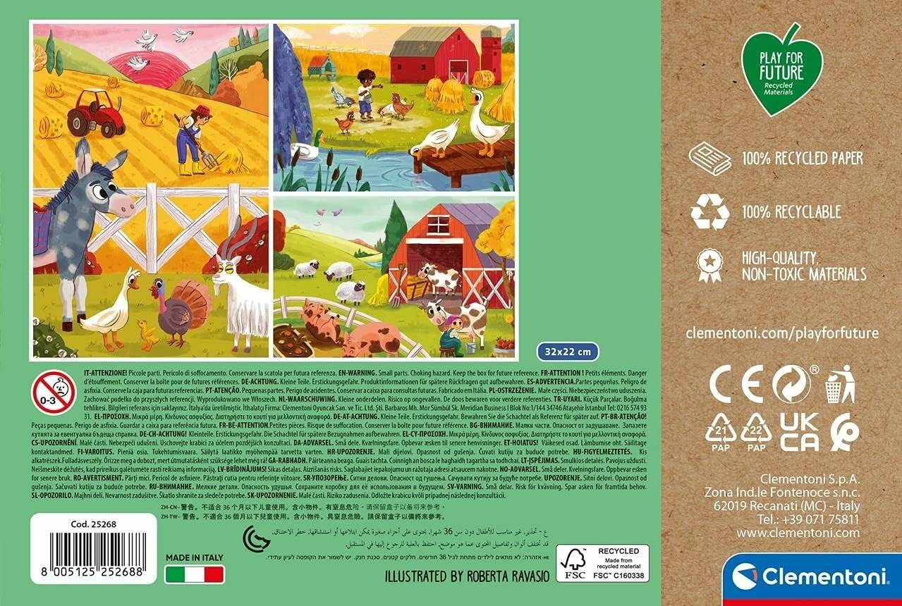 CLEMENTONI Play For Future Puzzle Tiere auf dem Bauernhof 3x48 Teile