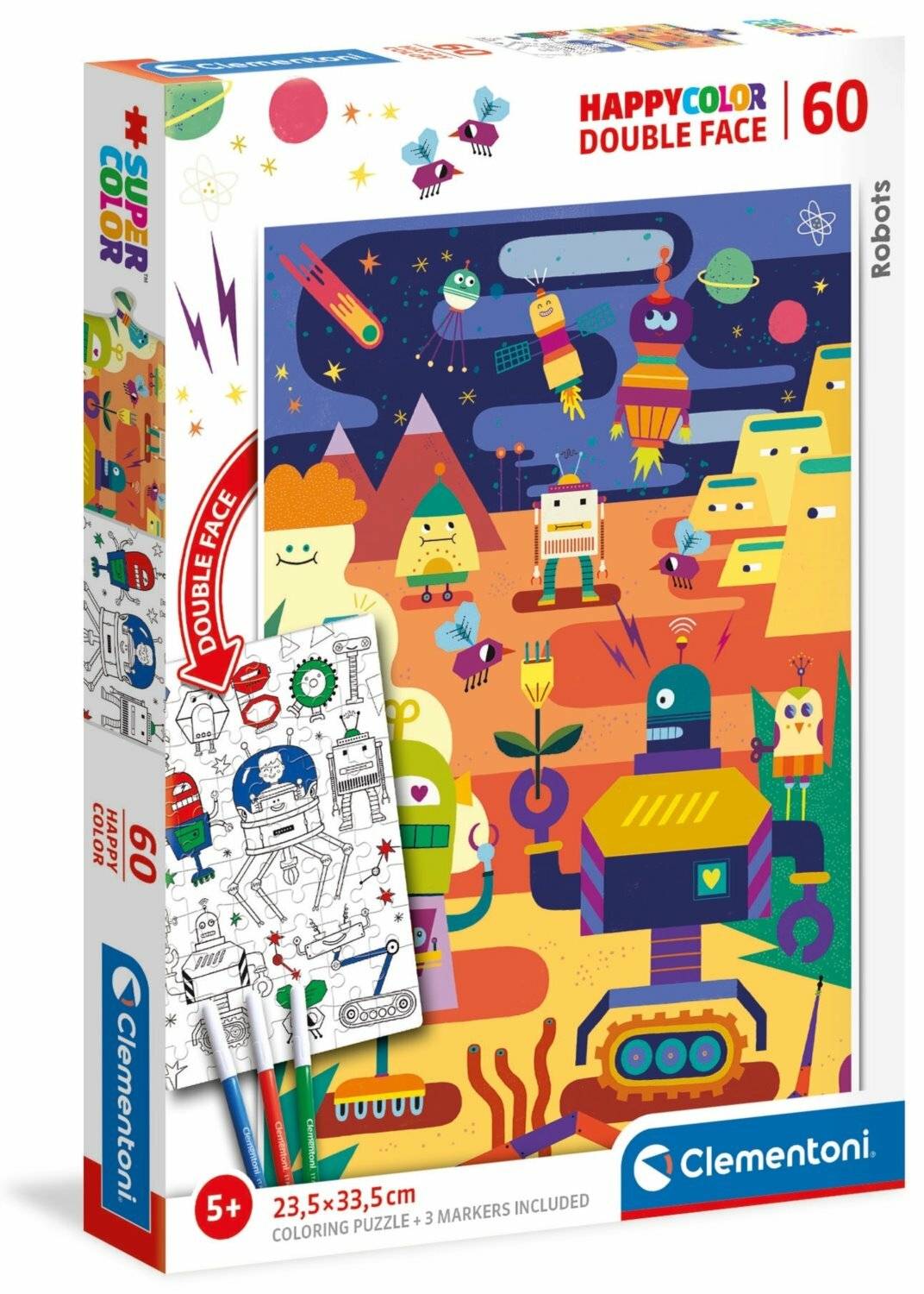 CLEMENTONI Wendepuzzle Robots 60 Teile