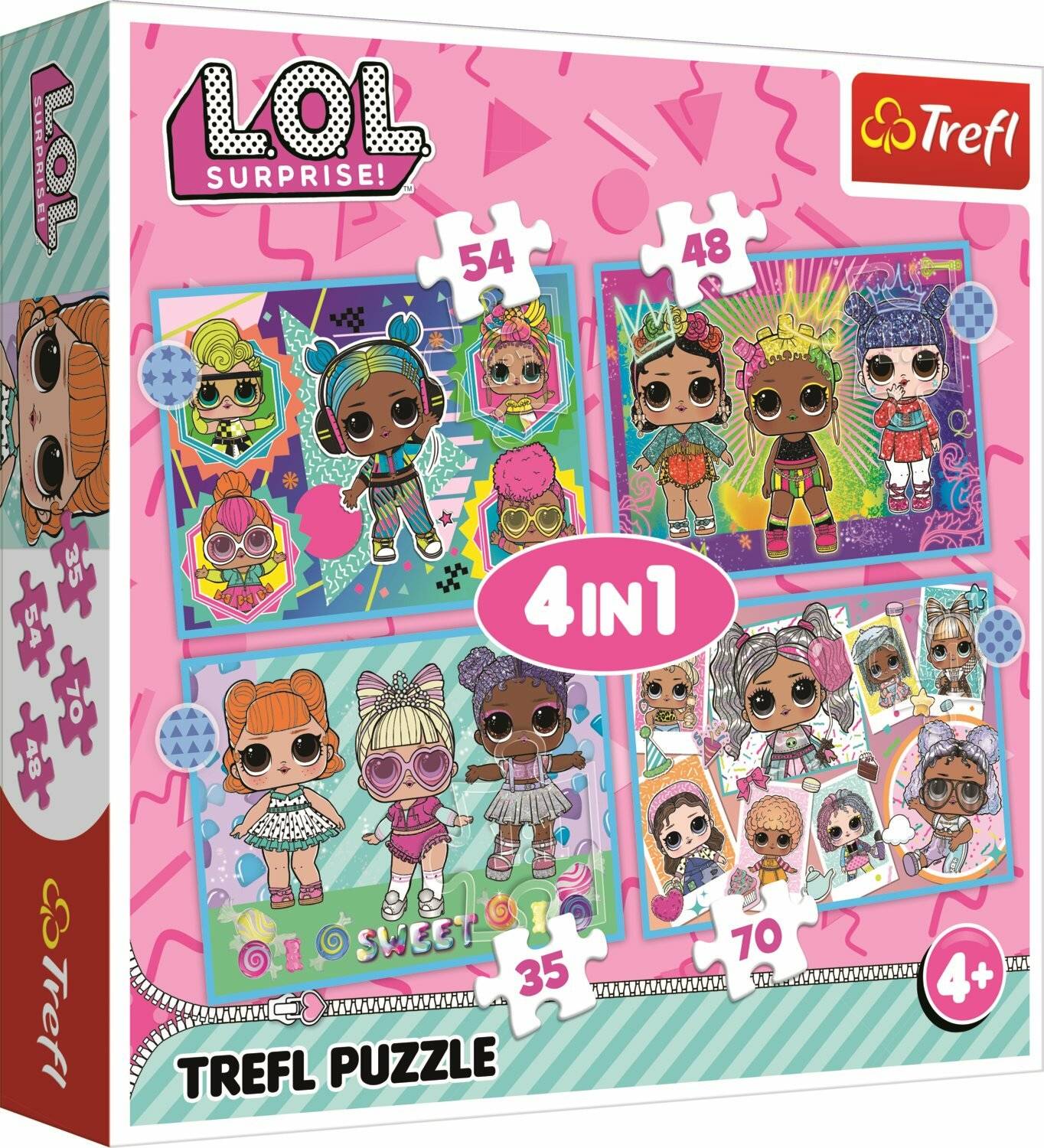 TREFL Puzzle LOL Surprise: Treffen Sie die Puppen 4in1 (35,48,54,70 Teile)