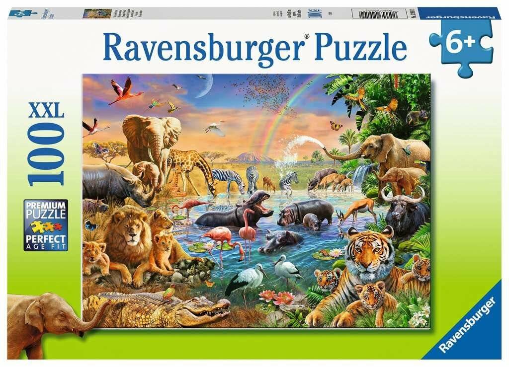 RAVENSBURGER Puzzle Tiere an der Tränke XXL 100 Teile