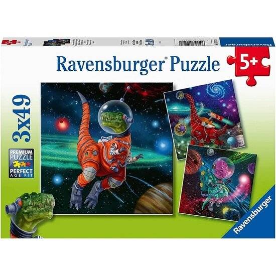RAVENSBURGER Puzzle Dinosaurier im Weltall 3x49 Teile