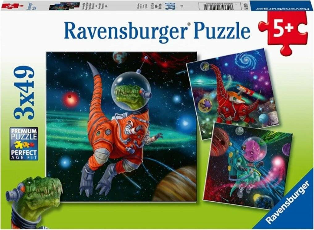 RAVENSBURGER Puzzle Dinosaurier im Weltall 3x49 Teile
