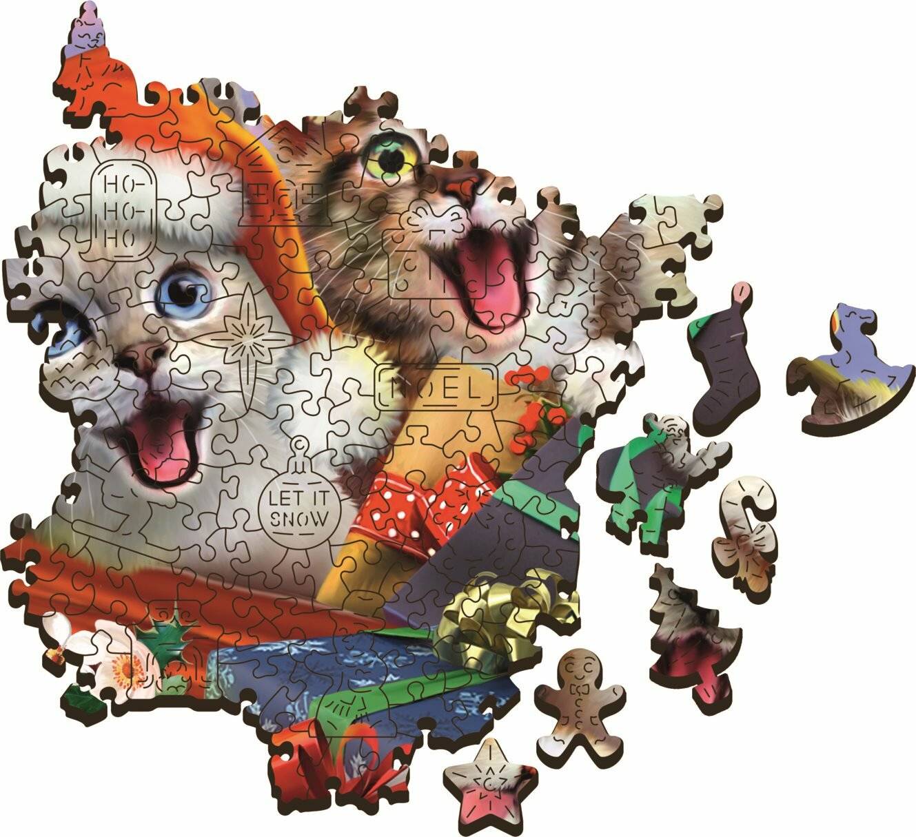 TREFL Wood Craft Origin Puzzle Weihnachtskatzen 501 Teile