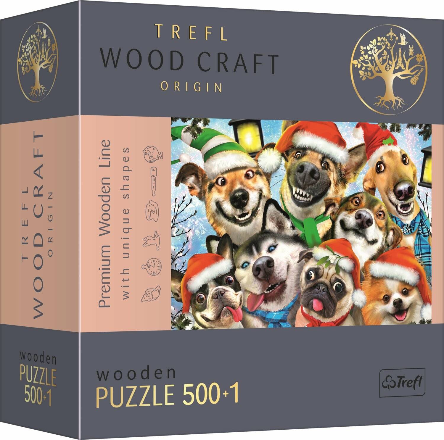 TREFL Wood Craft Origin puzzle Weihnachten Hunde 501 Teile
