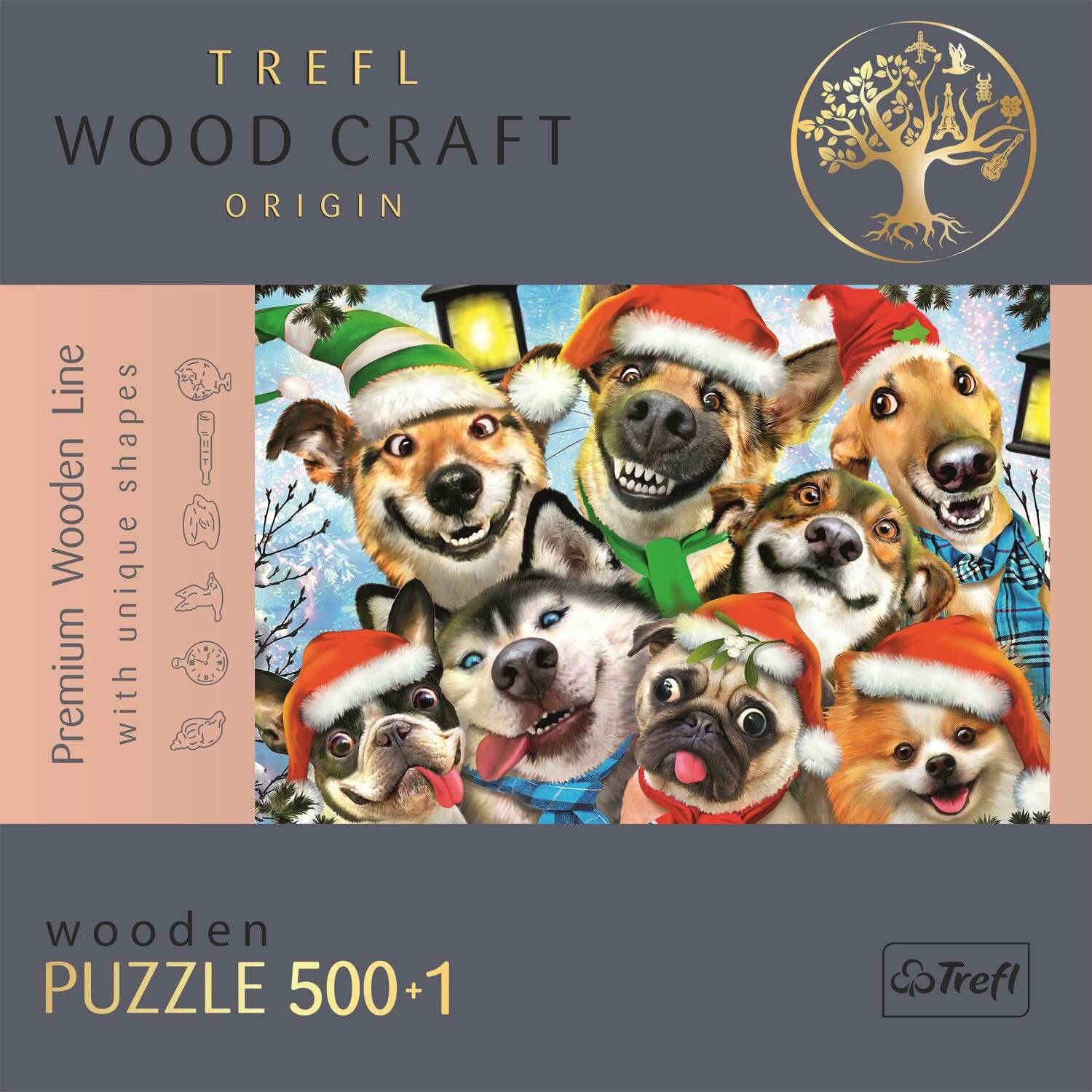 TREFL Wood Craft Origin puzzle Weihnachten Hunde 501 Teile