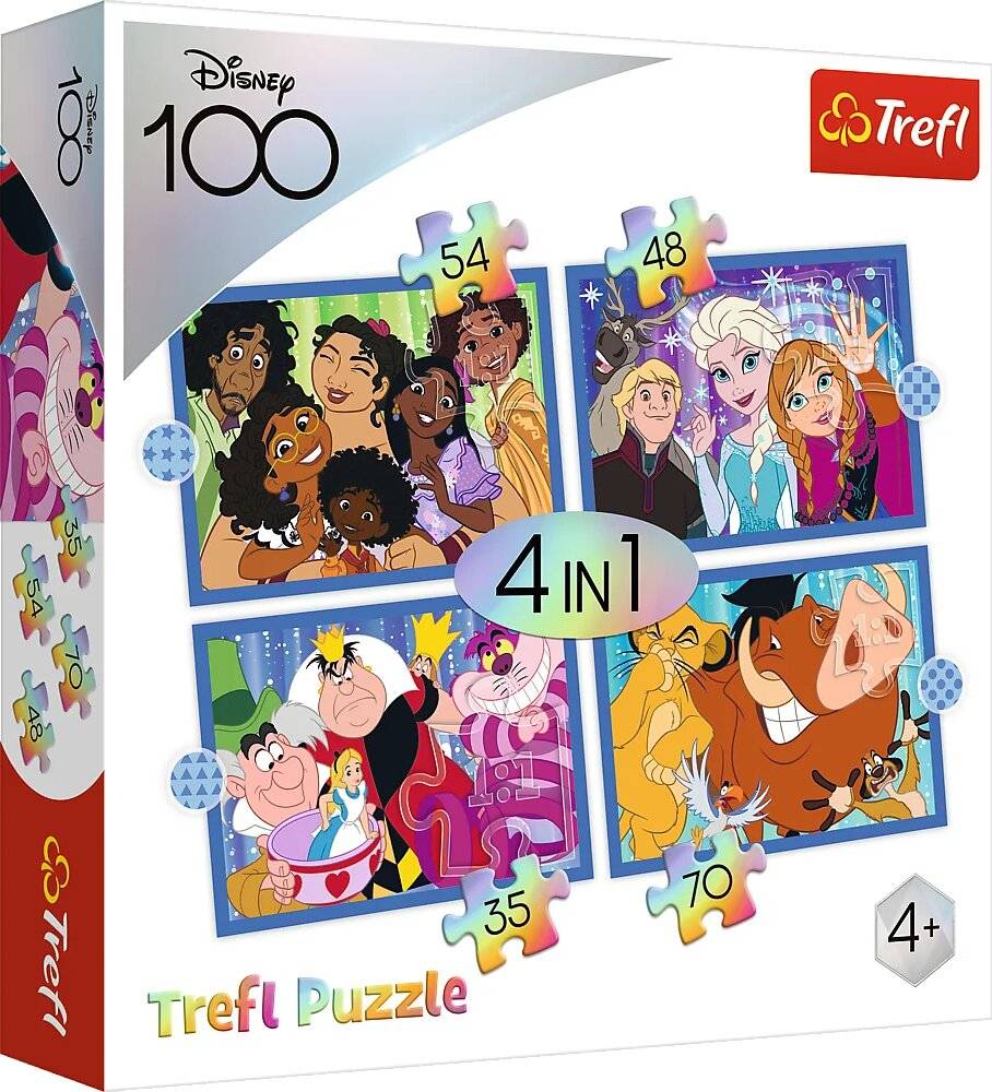 TREFL Puzzle Disney 100 Jahre: Disney's Happy World 4in1 (35,48,54,70 Teile)