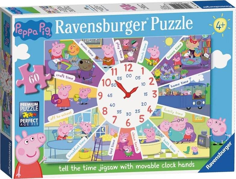RAVENSBURGER Pepin Schwein-Puzzle mit Uhr 60 Teile