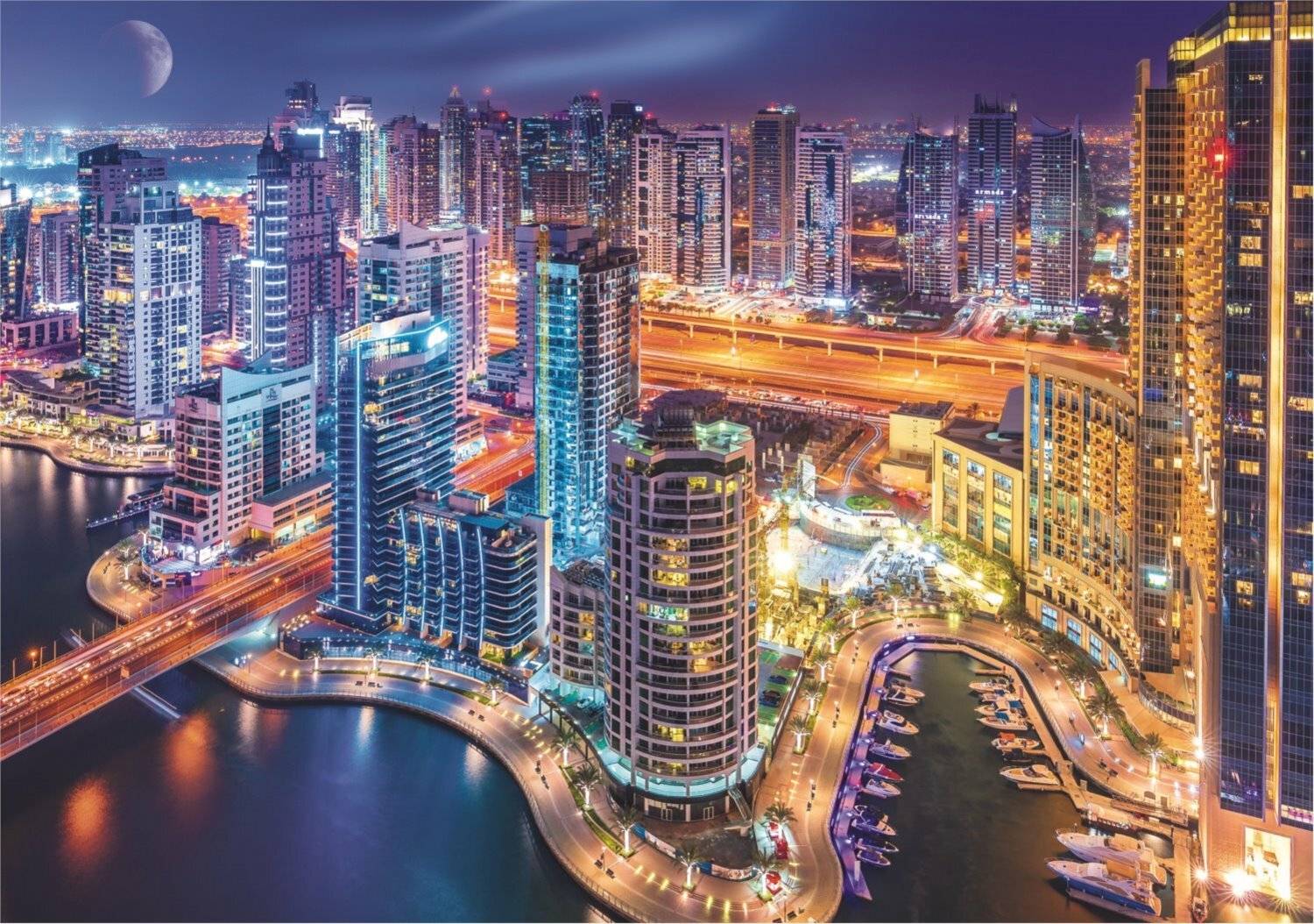 TREFL Puzzle mit Sortierer 2in1 Night Dubai 1000 Teile