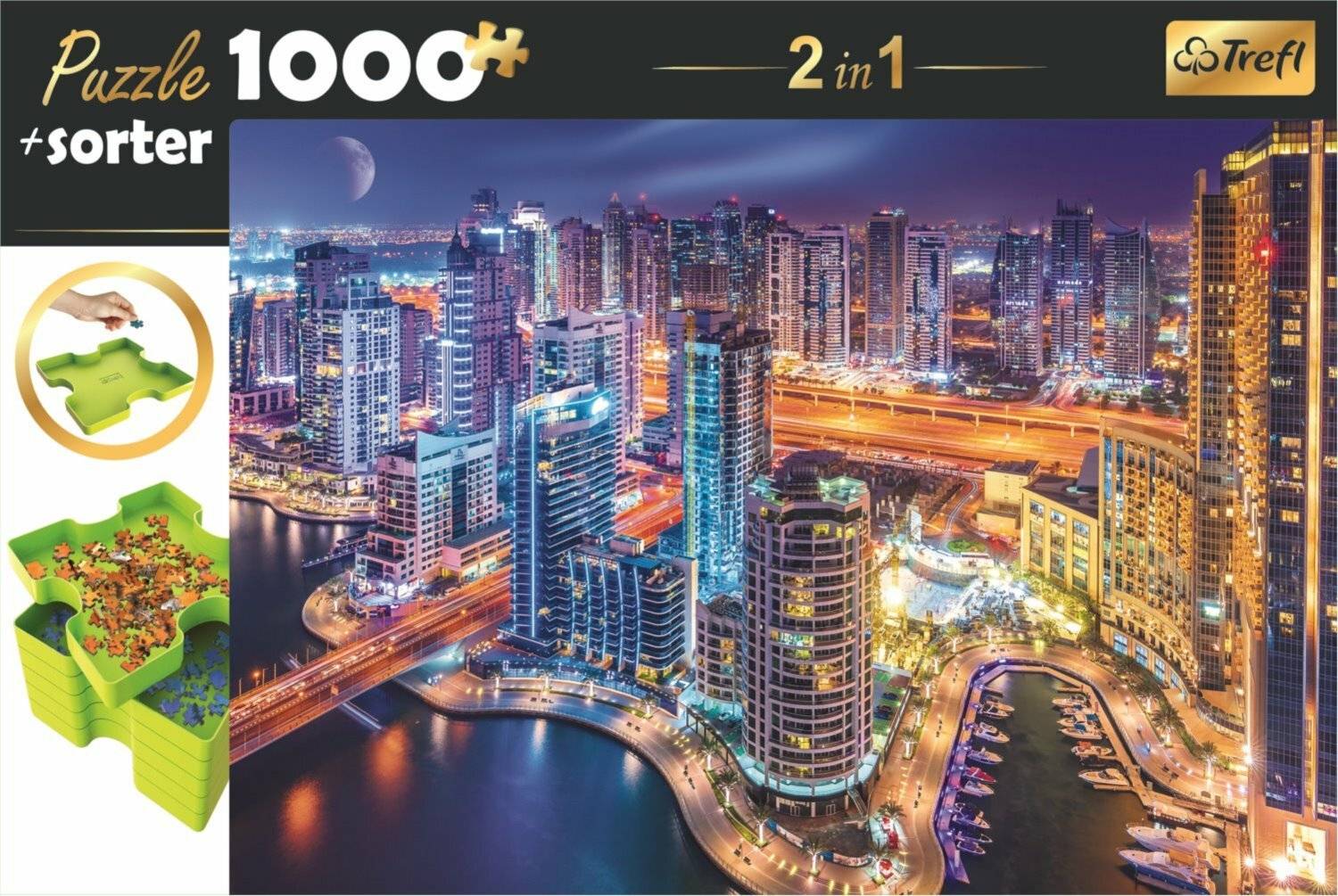 TREFL Puzzle mit Sortierer 2in1 Night Dubai 1000 Teile