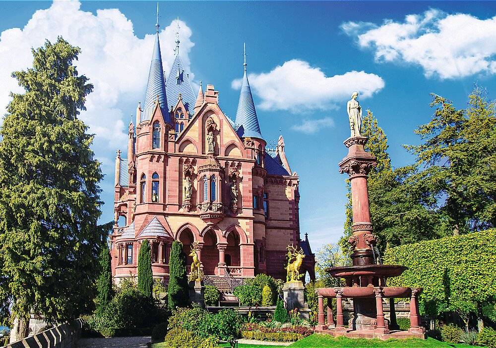TREFL 2in1 Puzzleset Schloss Drachenburg im Siebengebirge, Deutschland 1000 Teile mit Kleber