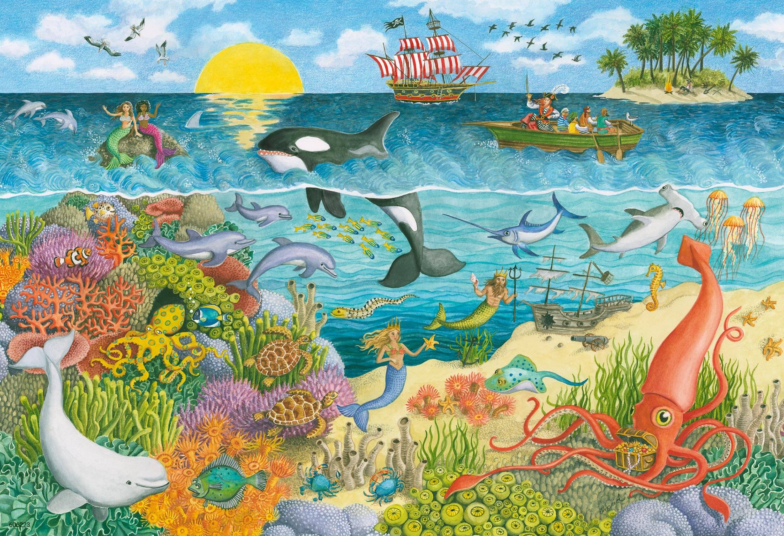 RAVENSBURGER Piraten und Meerjungfrauen-Puzzle 2x24 Teile