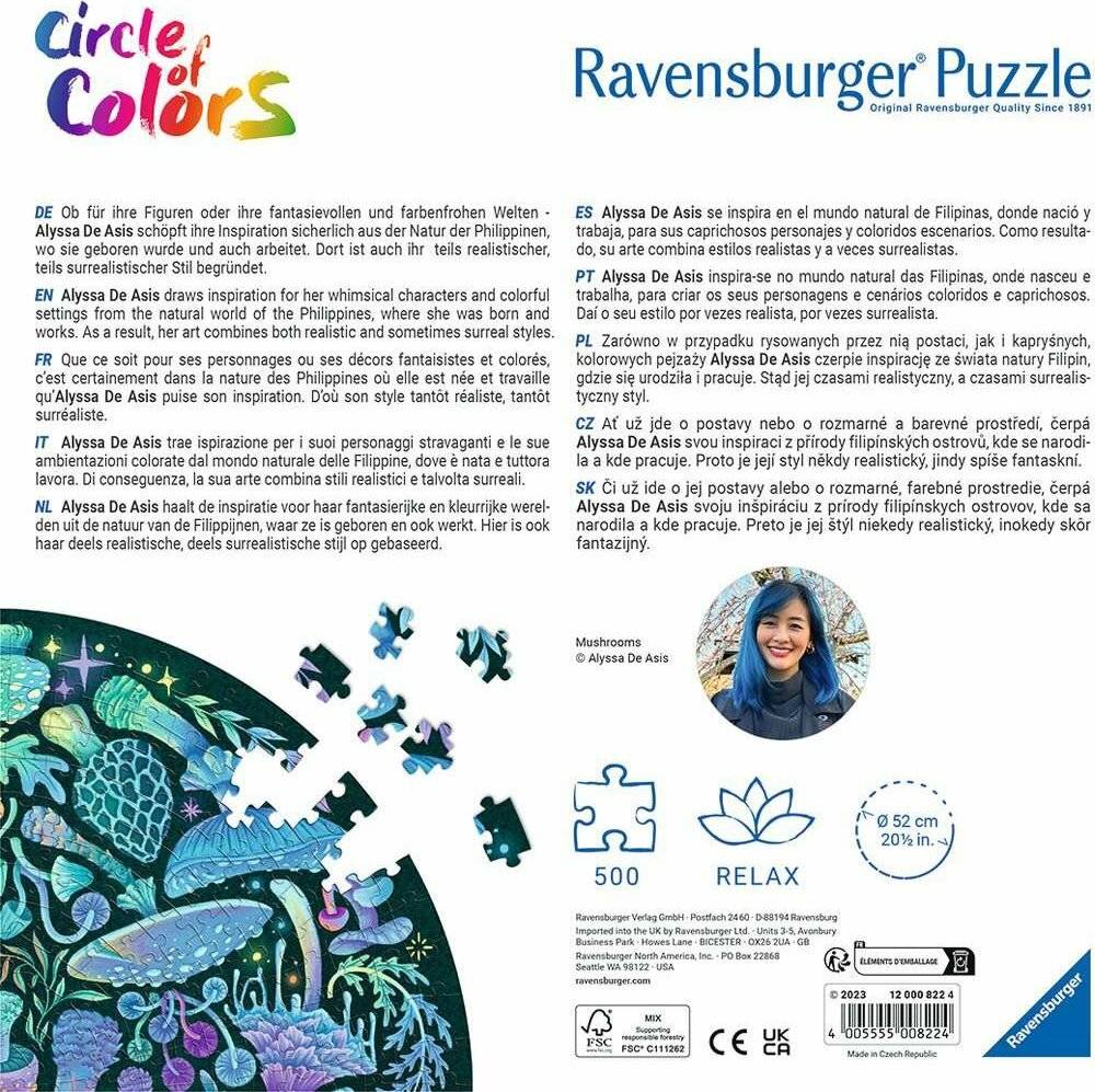 RAVENSBURGER Rundpuzzle Circle of Colours: Pilze 500 Stü ck