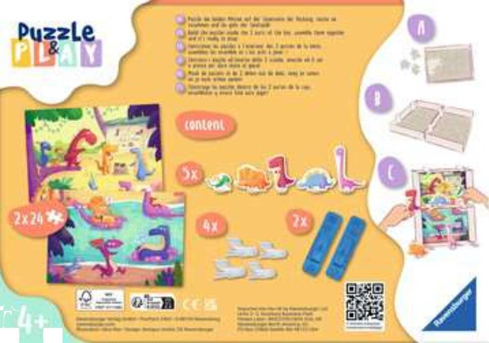 RAVENSBURGER Puzzle&Play: Dinosaurier 2x24 Teile