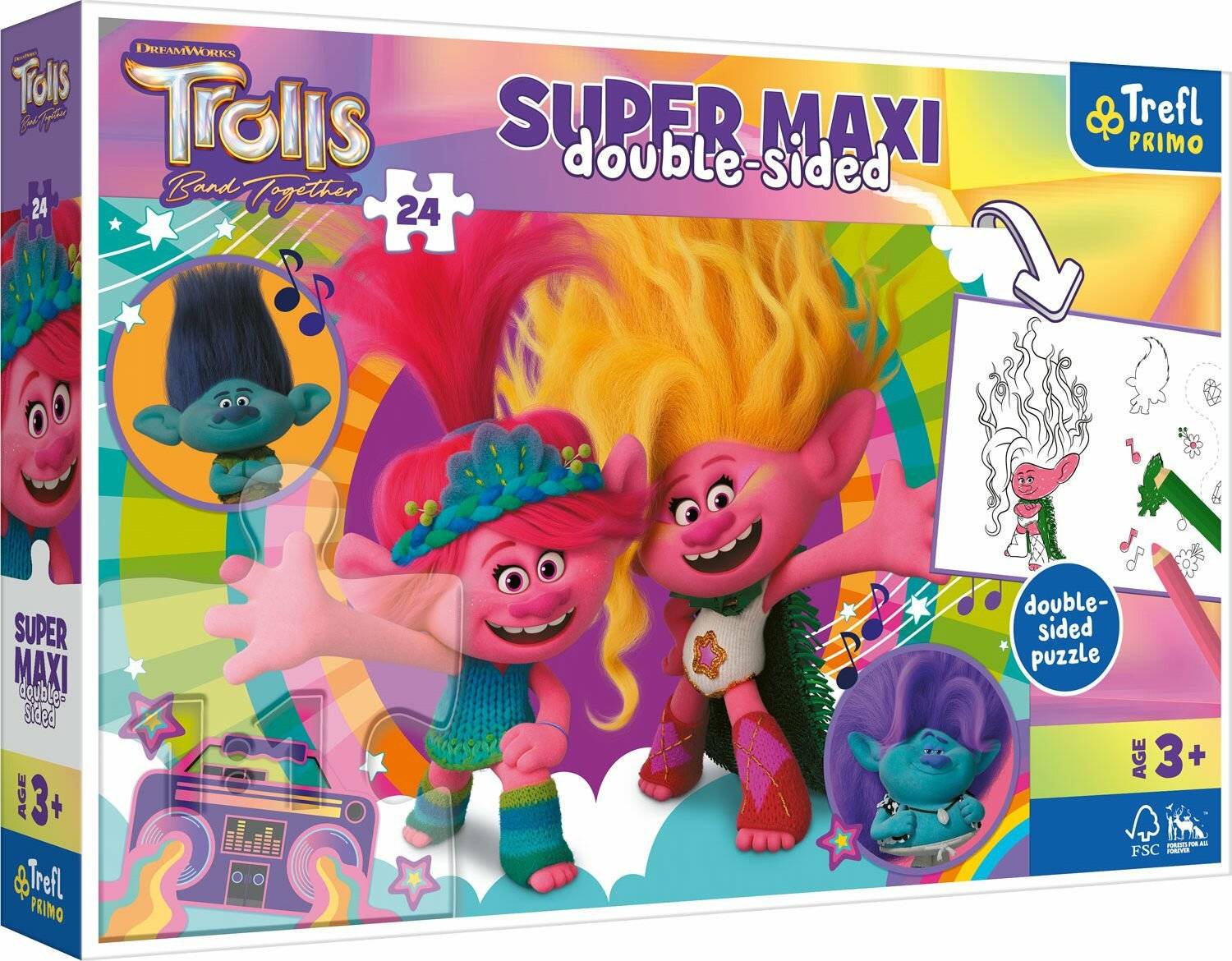 TREFL Trolls 3: Happy Troll Day SUPER MAXI 24 Stü ck