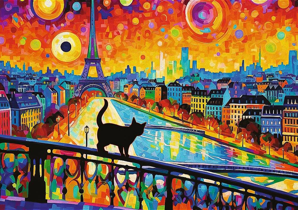 TREFL Puzzle Katze in Paris 1000 Teile